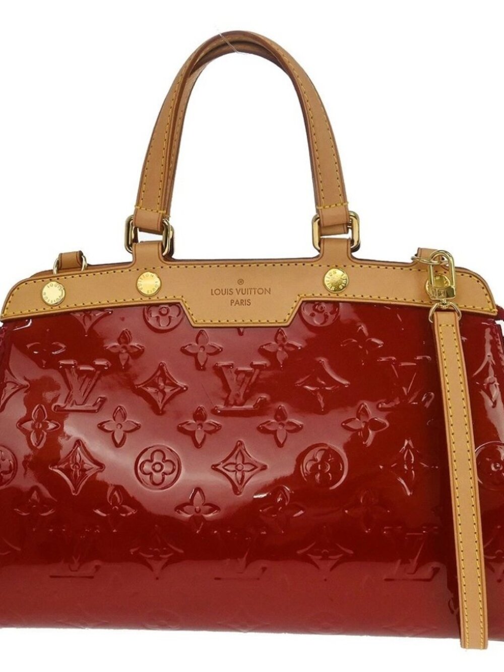 LOUIS VUITTON Monogram Vernis Brea PM Hand Bag Red